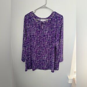 Notations Purple‎ Boxy Blouse with Peter Pan Collar